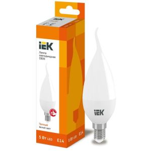 Лампа светодиодная Eco CB35 5Вт свеча на ветру 3000К тепл. бел. E14 450лм 230-240В IEK LLE-CB35-5-230-30-E14