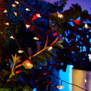 Светильник светодиодный садовый «Каскад Янтарные Пчелы» 5.8м LED тепл. бел. 6Вт IP65 с выносной солнечн. панелью 2м; аккум. Lamper 602-252