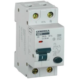Выключатель автоматический дифференциального тока C6 30мА АВДТ 32 GENERICA IEK MAD25-5-006-C-30
