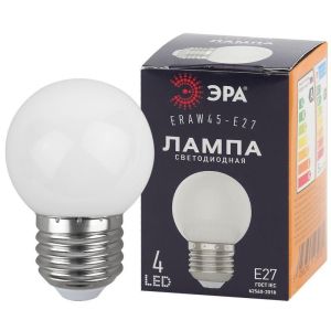 Лампа светодиодная ERAW45-E27 P45 1Вт шар бел. E27 4SMD для белт-лайт ЭРА Б0049577