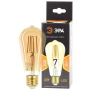 Лампа F-LED ST64-7W-824-E27 gold (филамент зол. 7Вт тепл. E27) (20/960) ЭРА Б0047664