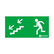 Знак эвакуационный «Эвакуационный выход по лестнице налево вниз» (330х120) Ардатов 1010120330