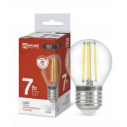 Лампа светодиодная LED-ШАР-deco 7Вт шар прозрачная 4000К нейтр. бел. E27 810лм 230В IN HOME 4690612016337