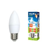 Лампа светодиодная LED-C37-6W/NW/E14/FR/O 6Вт свеча 4500К бел. E14 450лм 175-250В Volpe 10213