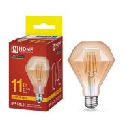 Лампа светодиодная филаментная LED-D95-deco gold бриллиант золотистая 11Вт 230В E27 3000К 1040лм IN HOME 4690612056104