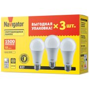 Лампа светодиодная 95 321 NLL-A60-15-230-4K-E27-PACK3 NAVIGATOR 95321