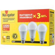 Лампа светодиодная 95 320 NLL-A60-15-230-2.7K-E27-PACK3 NAVIGATOR 95320