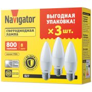 Лампа светодиодная 95 323 NLL-C37-8-230-4K-E27-FR-PACK3 NAVIGATOR 95323