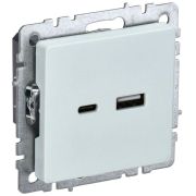 Розетка BRITE USB A+C 18Вт РЮ11-1-БрЖ механизм жемчуж. IEK BR-U22-018-K36