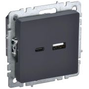 Розетка BRITE USB A+C 18Вт РЮ11-1-БрГ механизм графит IEK BR-U22-018-K53