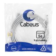 Патч-корд U/UTP PC-UTP-RJ45-Cat.5e-5m 2xRJ45/8p8c кат.5E неэкранир. PVC 5м сер. Cabeus 7215c