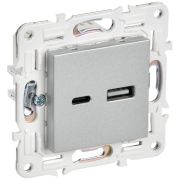Розетка USB A+C 3.1А SKANDY SK-R14S серебр. IEK SK-U22-D31-K23