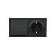 Блок ОП LETO (1-кл. выключатель + 1-м розетка с заземл.) горизонт. черн. бархат LEZARD 752-4200-170BAP