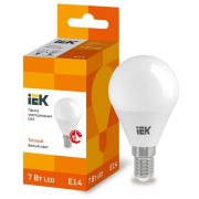 Лампа светодиодная ECO G45 7Вт шар 3000К тепл. бел. E14 630лм 230-240В IEK LLE-G45-7-230-30-E14