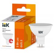 Лампа светодиодная ECO MR16 5Вт 3000К тепл. бел. GU5.3 450лм 230-240В IEK LLE-MR16-5-230-30-GU5